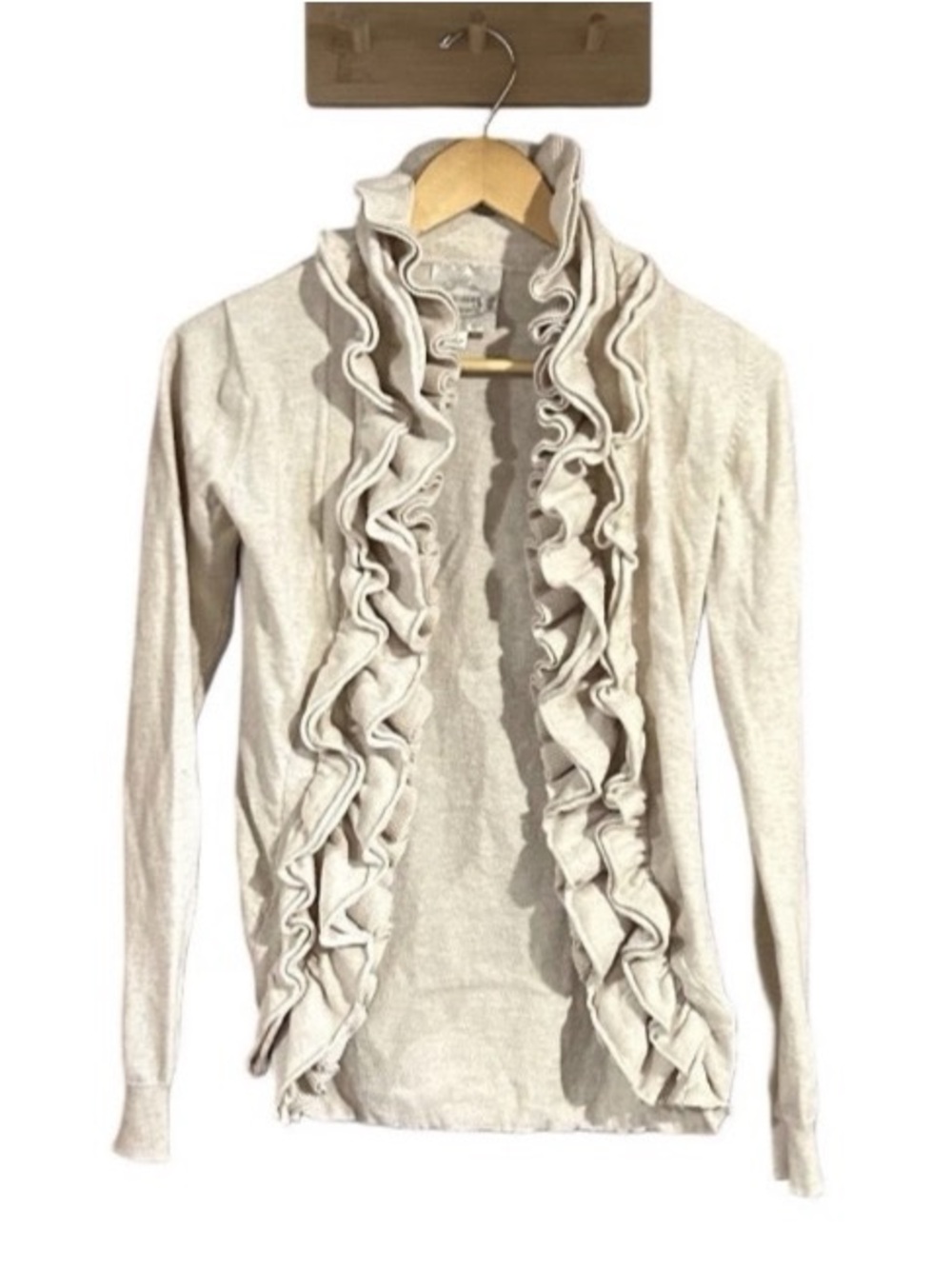 Womens Open Cardigan Sweater Size Small Preppy Ruffled Layered Y2K